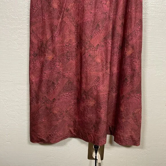 Peruvian Connection Women M Maroon Black Printed Dress Shoulder Tie Strap Cotton - Picture 2 of 9